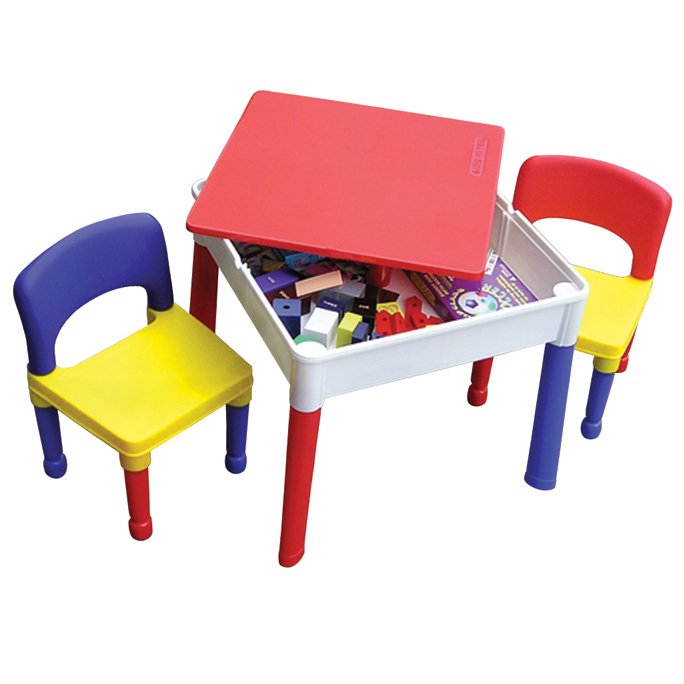 Children S3 In 1 Storage Block Desk And Chairs