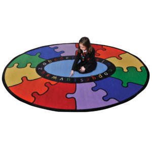 ABC Oval Rainbow Puzzle Learning Rug